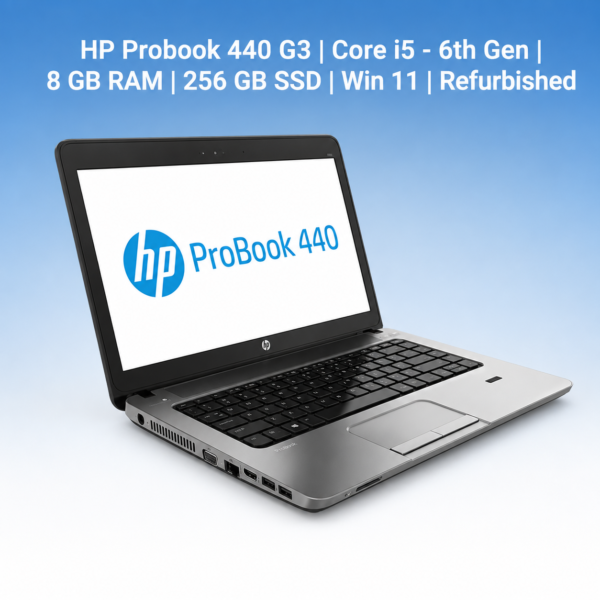 HP Probook 440 G3 | Core i5 - 6th Gen | 8 GB RAM | 256 GB SSD | Win 11 | Refurbished